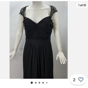 Jim Hjelm women black Chiffon Lace full length formal dress size 12 .